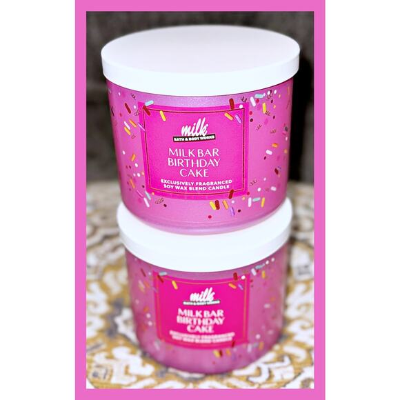 Lot of 2 Bath & Body Works Birthday Cake Milk Bar Large 3-Wick Candle 14.5oz - Picture 2 of 4